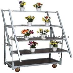 500kgs Danish Flower Trolley 3 Shelves Outdoor Plant Cart With Wheels