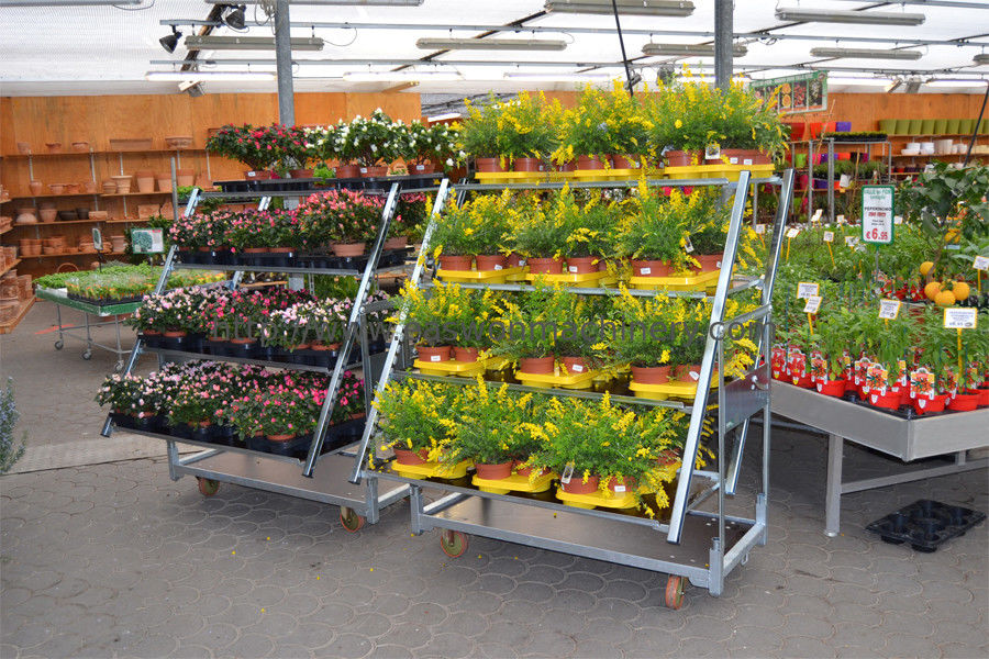 display 500KG Plant Trolley On Wheels , ISO Flower Rack Outdoor